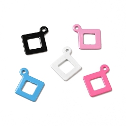 Mixed Color Spray Painted 201 Stainless Steel Charms, Rhombus Charm, Mixed Color, 12x9.5x0.5mm, Hole: 1mm