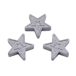 Silver Star Food Grade Silicone Beads, Silicone Teething Beads, Silver, 30x9mm