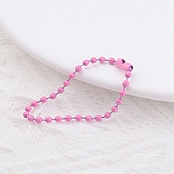 Pearl Pink Iron Tag Chains, with Ball Chain Connectors, Pearl Pink, 10~12cm