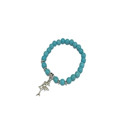 Dolphin Браслет из бирюзы с крестиком - винтажное украшение из натурального камня