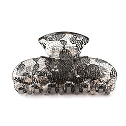 Черный Акриловые заколки для волос со стразами, кружевной принт, аксессуары для волос для женщин и девочек, чёрные, 78x45x43 мм