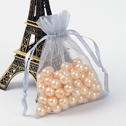 Светло-серый Подарочные пакеты из органзы с кулиской, свадебная вечеринка рождественские подарочные пакеты, мешочки из органзы для попурри, светло-серый, 9x7 см