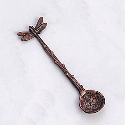 Красная Медь Ложка для кофе, чая из сплава, стрекоза, Красная медь, 105x4 мм