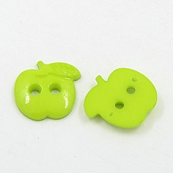 Yellow Green Acrylic Sewing Buttons for Costume Design, Plastic Buttons, 2-Hole, Dyed, Apple, Yellow Green, 22x21x3mm, Hole: 3mm