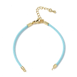 Небесно-голубой 2мм витой круглый нейлоновый шнур для изготовления браслета, подходит для соединительных шармов, с латунными выводами и 303 застежками из лобстера из нержавеющей стали, реальный 18 k позолоченный, голубой, 6.22 дюйм (15.8 см)
