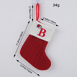 FF1-2/B Classic Red Letter Christmas Stocking Knit Holiday Decoration Ornament.