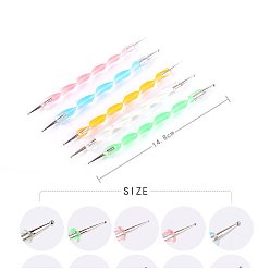 Coloré Ensemble d'outils de pointage de stylets de boule d'ongle d'acrylique et d'alliage, colorées, 14.8 cm, orbes : diamètre mm, 1~3 pièces / kit