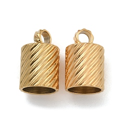 Золотой Ионное покрытие (ip) 304 концы шнура из нержавеющей стали, колонка, золотые, 10x6 мм, отверстие : 2 мм, внутренний диаметр: 5 мм