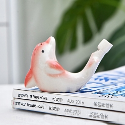 Dolphin Porcelain Whistles, with Polyester Cord, Whistles Toys for Kids Birthday Gift, Dolphin Pattern, 72x38x55mm