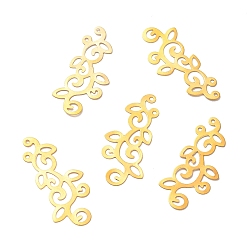 Golden Iron Pendants, Etched Metal Embellishments, Leaf Charm, Golden, 39.5x18.5x0.5mm, Hole: 1.2mm