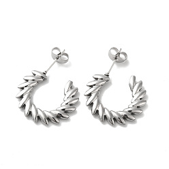 Stainless Steel Color 304 Stainless Steel Leafy Branch Wrap Stud Earrings for Women, Stainless Steel Color, 20.5x20.5x2.5mm, Pin: 0.9mm