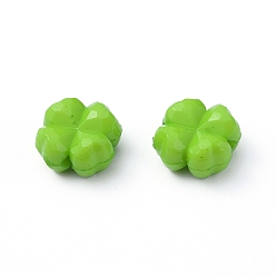 Lime Green Opaque Acrylic Beads, Faceted Clover, Lime Green, 11x11x6mm, Hole: 1mm, about 1100pcs/500g