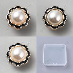 Бежевый 36шт. 3 стили 1-отверстие пластиковые кнопки, цветок, бежевые, 17.5~25x13~15.5 мм, отверстие : 2.5~3 мм