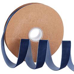 Prussian Blue Flocking Ribbon, Single Side, for Gift Packing, Party Decoration, Prussian Blue, 25x1.3mm, 20yard/roll