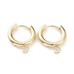 Real 24K Gold Plated 201 Stainless Steel Huggie Hoop Earring Findings, with Horizontal Loop and 316 Surgical Stainless Steel Pin, Real 24K Gold Plated, 18x16x3mm, Hole: 2.5mm, Pin: 1mm