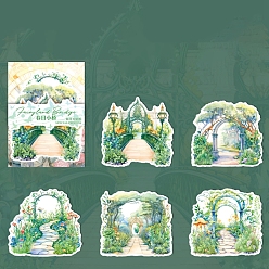 Sea Green 10Pcs Fairyland Bridge Paper Self-Adhesive Stickers, for DIY Photo Album Diary Scrapbook Decoration, Sea Green, 109x170x3mm, Sticker: 100x140mm