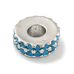 Озёрно--синий Обшивка стойки латунь с циркониевыми бусинами, долговечный, без свинца и без кадмия, плоско-круглые, платина, Плут синий, 8x3 мм, отверстие : 2.5 мм