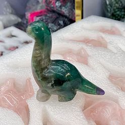 Fluorite Natural Gemstone Carved Healing Dinosaur Figurines, Reiki Energy Stone Display Decorations, 70x90mm