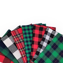Mixed Color Tartan Grinding Wool Cotton Fabric Sheets, Christmas Valentine's Day, for DIY Craft Material, Mixed Color, 20x20cm