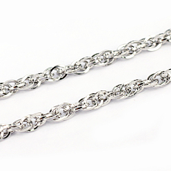 Stainless Steel Color 304 Stainless Steel Rope Chains, Unwelded, Stainless Steel Color, 1mm, Link: 7.4x5.2x1mm