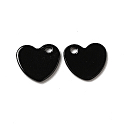 Black Spray Painted 201 Stainless Steel Charms, Heart Charm, Black, 10x9x1mm, Hole: 1.4mm