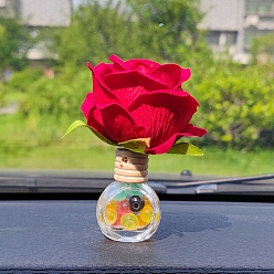 Красный Пластиковое украшение в виде розы, стеклянные флаконы для духов для украшения салона автомобиля на центральной консоли, красные, 70x100 мм