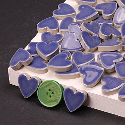 Medium Slate Blue Porcelain Mosaic Tiles, Heart Shape Mosaic Tiles, for DIY Mosaic Art Crafts, Picture Frames, Medium Slate Blue, 23x22x5mm, 24pcs/bag