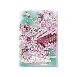 Pearl Pink Embossed Flower Printed Acrylic Pendants, Rectangle Charms with Musical Instruments Pattern, Pearl Pink, 45x30x2.3mm, Hole: 1.6mm