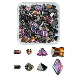 Черный Гальванизируйте прозрачные стеклянные бусины, смешанный стиль, разнообразные, чёрные, 5.5~15x4~10.5x3~6.8 мм, отверстие : 0.8~1.2 мм, 10 шт / стиль