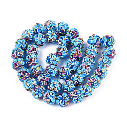 Светло-Голубой Бусы лэмпворк ручной работы, неровный, круглая с цветком, Небесно-голубой, 11.5~13x11~12 мм, отверстие : 1.6~1.8 мм, около 45 шт / нитка, 17.68~19.65'' (44.9~49.9 см)