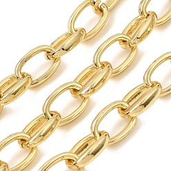 Real 18K Gold Plated Brass Cable Chains, Long-Lasting Plated, Rack Plating, Lead Free & Cadmium Free, Unwelded, Real 18K Gold Plated, 13x8.5x3mm, Hole: 4mm