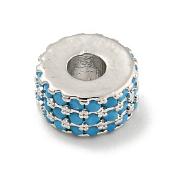 Озёрно--синий Обшивка стойки латунь с циркониевыми бусинами, долговечный, без свинца и без кадмия, плоско-круглые, платина, Плут синий, 8x4.5 мм, отверстие : 2.5 мм