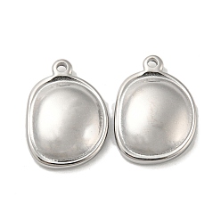 Stainless Steel Color 304 Stainless Steel Pendants, Oval Charm, Stainless Steel Color, 18x13x4mm, Hole: 1.2mm