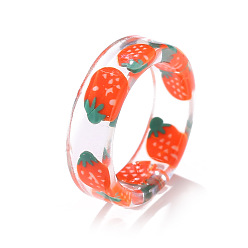5342304 Transparent Fruit Resin Ring for Women - Summer Fruits Joint Open Ring