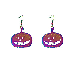 E5763-4/Pumpkin Head Colorful Gradient Plating Earrings for Halloween Party Costume Accessories