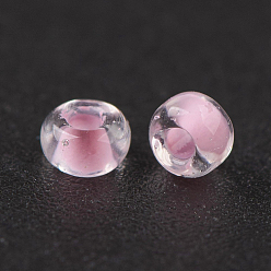 Бледно-Розовый Fgb 6/0 круглый стеклянный бисер класса А, прозрачные цвета внутри, розовый жемчуг, 4x3 мм, отверстие : 1 мм, Около 4500 шт / фунт