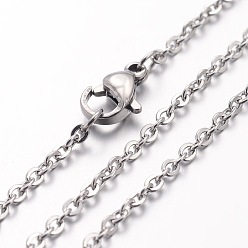 Stainless Steel Color 304 Stainless Steel Necklace, Cable Chains, with Lobster Clasps, for DIY Jewelry Crafting, Stainless Steel Color, 17.72 inch(450mm), 2mm