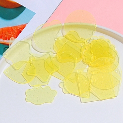 Yellow Acrylic Pendants, Acrylic Disc, DIY Disc Keychain Accessories, Mixed Shapes, Yellow, 40mm