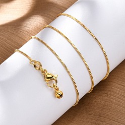 Золотой Регулируемые гальванические ожерелья из латуни с венецианской цепью, долговечный, с Lobster Claw застежками и круглых бусин, золотые, 18.3 дюйм (46.5 см)