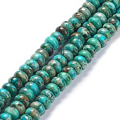 Turquoise Natural Imperial Jasper Beads Strands, Dyed, Rondelle, Turquoise, 8x5mm, Hole: 0.7mm, about 80~84pcs/strand, 15.94~16.14 inch(40.5~41cm)