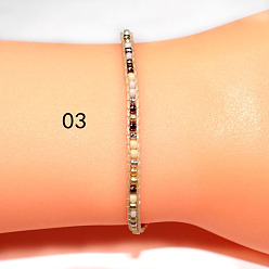 (52) Непрозрачная лаванда Браслет дружбы ручной работы в богемном стиле из бисера с плетением из рисового жемчуга своими руками - 15 слов или меньше, разноцветные