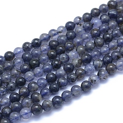 Iolite Natural Iolite/Cordierite/Dichroite Beads Strands, Round, 5~5.5mm, Hole: 0.7mm, about 83pcs/strand, 15.75 inch(40cm)