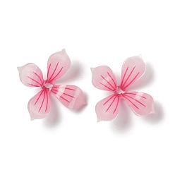 Rose Foncé Chapeaux de perles en résine opaque, 4 pétales, fleur, rose foncé, 16.5x16x8mm, Trou: 1.5mm