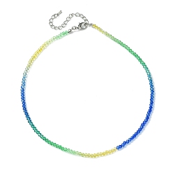 Royal Blue Faceted Rondelle Glass Beaded Necklace for Women, with Alloy Clasps, Royal Blue, 16.14 inch(41cm), 3mm