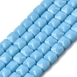 Темно-Голубой Непрозрачное стекло бисер нитей, квадратный, граненые, глубокое синее небо, 5.5~6x6x4~4.5 мм, отверстие : 1 мм, около 100 шт / нитка, 22.44~22.56 (57~57.3 см)