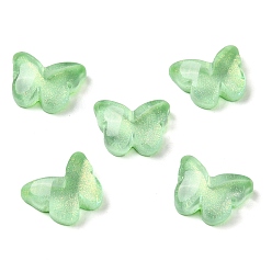 Светло-зеленый K 9 стеклянные кабошоны, с блеском порошок, бабочка, светло-зеленый, 6.2x7.9x2.5 мм