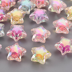 Mixed Color Transparent Acrylic Beads, Bead in Bead, AB Color, Faceted, Star, Mixed Color, 18.5x19.5x11.5mm, Hole: 2mm, about 249pcs/500g