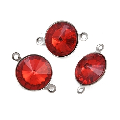 Красный Подвески-коннекторы со стеклянным конусом, с 304 установками из нержавеющей стали, цвет нержавеющей стали, красные, 10.5x16x5.5 мм, отверстие : 1 мм