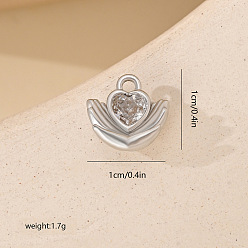 Palm Микро проложить кубического циркония подвески, платиновые подвески, ладонь, 10x10 мм