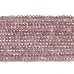 Camel Cubic Zirconia Bead Strands, Faceted Rondelle, Camel, 2mm, Hole: 0.6mm, about 187pcs/strand, 14.76 inch(37.5cm)